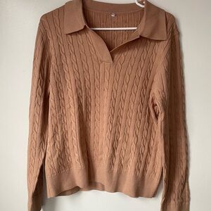 Cable Knit Polo Sweater L Eclectic Grandpa Preppy Core Quiet Luxury